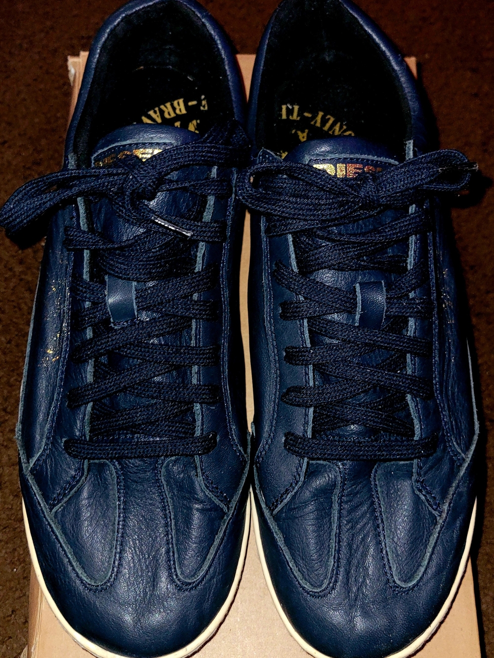 Diesel Men's Navy Blue Leather Low-Top Sneakers